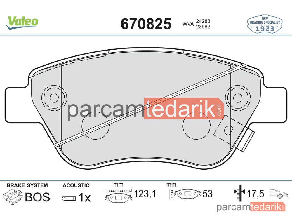 670825 | Fren Balatası — Opel Corsa D, Fiat Doblo, Fiat Doblo Mpv